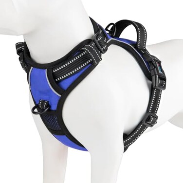 PHOEPET No Pull Dog Harnesses for Small Puppies Reflective Adjustable Front Clip Vest with 2 Metal Leash Attachment Hooks Soft Handle Over The Head DesignS Royal Blue