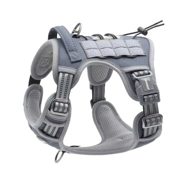Auroth Tactical Dog Harness for Small Medium Dogs No Pull Adjustable Pet Harness Reflective K9 Working Training Easy Control Pet Vest Military Service Dog Harnesses Grey M