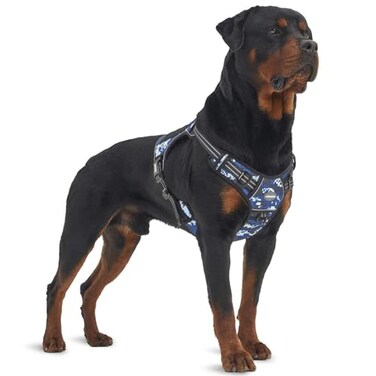 Auroth Tactical Dog Training Harness No Pulling Front Clip Leash Adhesion Reflective K9 Pet Working Vest Easy Control for Small Medium Large Dogs Blue Camo XL