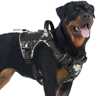 AUROTH Tactical Dog Harness for Small Medium Large Dogs No Pull Adjustable Pet Harness Reflective K9 Working Training Easy Control Pet Vest Military Service Dog Harnesses L Black Ink