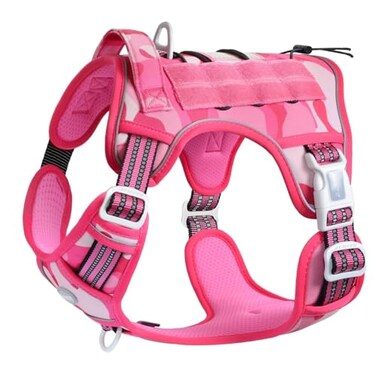 Auroth Tactical Dog Harness for Small Medium Large Dogs No Pull Adjustable Pet Harness Reflective K9 Working Training Easy Control Pet Vest Military Service Dog Harnesses Small Pink Camo