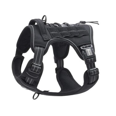 Auroth Tactical Dog Harness for Small Medium Dogs No Pull Adjustable Pet Harness Reflective K9 Working Training Easy Control Pet Vest Military Service Dog Harnesses Black S