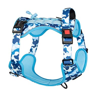 PHOEPET No Pull Tactical Dog HarnessService Dog Vest with Molle Loop PanelsEasy Control with Handle for Large DogsOcean BlueL