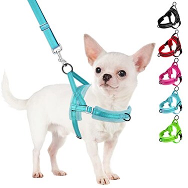 SlowTon No Pull Small Dog Harness and Leash Set Puppy Soft Vest Harness Neck Chest Adjustable Reflective Lightweight Harness AntiTwist Pet Lead Combo for Small Medium DogsBLFront ClipS