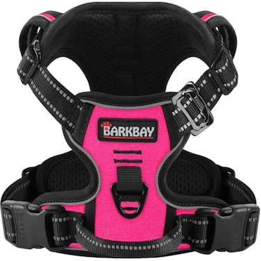 BARKBAY Dog Harness No Pull 3 Buckles for Medium Dogs Adjustable Reflective Comfortable No Choke HeavyDuty Perfect for Outdoor Training Walking and Hiking Strong Durable M Pink
