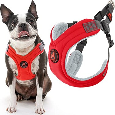 Gooby Escape Free Memory Foam Harness Red Small No Pull Stepin Dog Harness with Four Point Adjustment for Small to Medium Dogs