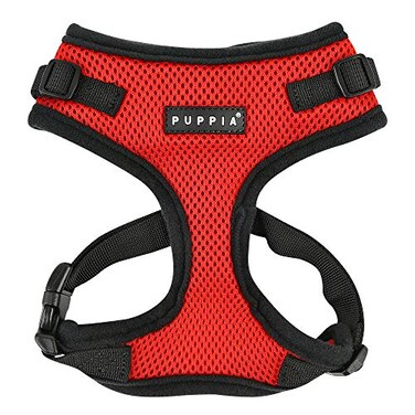 Puppia Authentic RiteFit Harness with Adjustable Neck Red Small