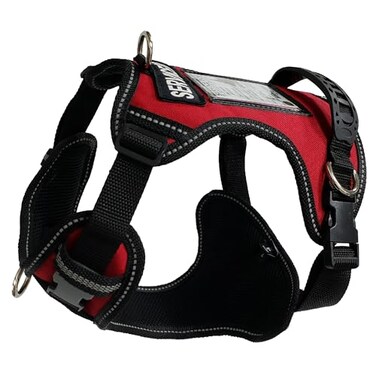 ActiveDogs.com ActiveDogs Service Dog Vest No Pull Harness Adjustable No Choke Service Dog Vest for MedLarge Dogs with Service Dog Patch Handle ID Window DRings Reflective Padding Red 2432