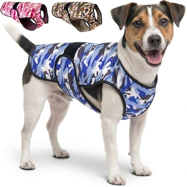 LUCOLOVE Dog Cooling Vest 2Layer Cooling with Soft Microfiber Fabric Lightweight Adjustable and Comfortable UV Protection for Small to Large Dogs Relief in Hot Weather Blue Small
