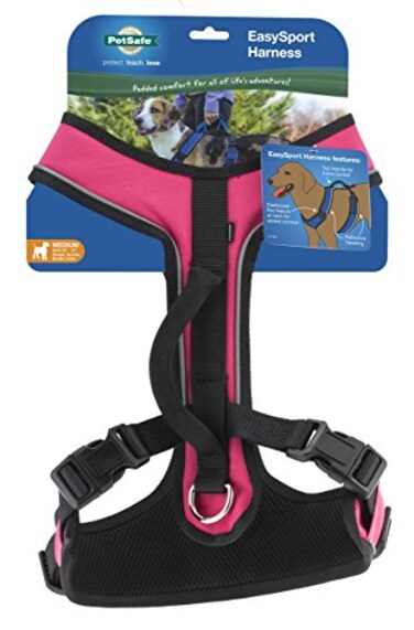 PetSafe EasySport Dog Harness Adjustable Padded Dog Harness with Control Handle and Reflective Piping Medium Pink