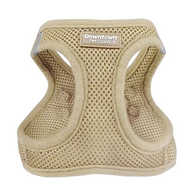 Downtown Pet Supply Stepin Dog Harness No Pull Adjustable Padded Mesh with Reflective Trim Secure Buckle Strap Comfortable Breathable Small Dog Harness Small Khaki