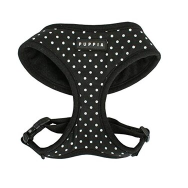 Puppia Dotty Dog Harness OverTheHead No Pull No Choke Walking Training Adjustable for Small Medium Dog Medium Black