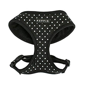 Puppia Dotty Dog Harness OvertheHead No Pull No Choke Walking Training Adjustable for Small Medium Dog XSmall Black