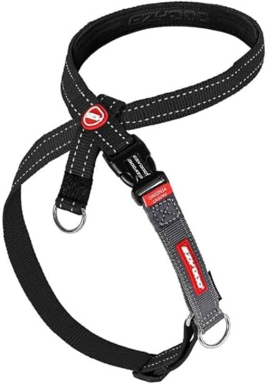 EzyDog Crosscheck No Pull Dog Training Harness 2in1 Escape Proof Reflective Dog Harness for Easy Controlled Walks L Black