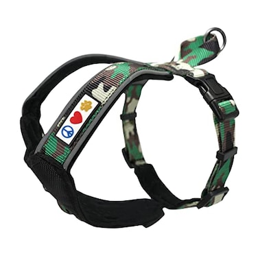Pawtitas Reflective Padded Dog Harness for Large Dogs Adjustable Stepin Vest Fits Chest 2733 in No Pull Training Harness L Green Camouflage