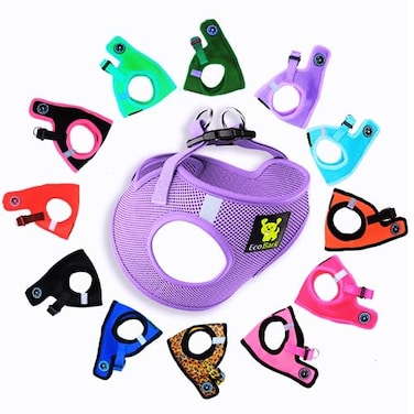 EcoBark Teacup Dog Harness Step in Luxury Dog Harnesses for Teacup Breed Dogs Reflective and Adjustable Mini Body Halter Vest Tiny Soft Mesh Toy Breed Harness Lavender XXS