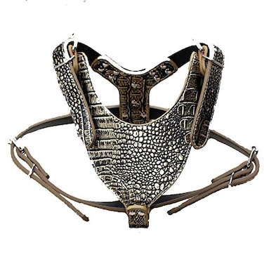 haoyueer New Soft Leather Dog Harness Large Pitbull Mastiff Boxer Bully Chest for 2634 Adjustable Gold Brown