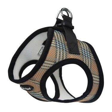 Bark Appeal Tan Plaid Stepin Dog Harness for Small to Medium Sized Pets Updated Sizing ReMeasuring is Essential Soft Vest Harness AntiChoke with Adjustable Strap Heavy Duty Clip M