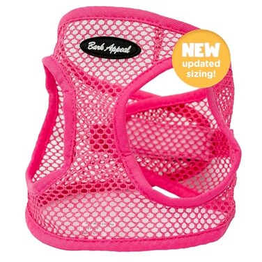 Bark Appeal Pink Netted Stepin Dog Harness for Medium to Large Pets Updated Sizing Remeasuring is Essential Soft Netted Mesh AntiChoke with Adjustable Strap Heavy Duty Clip L