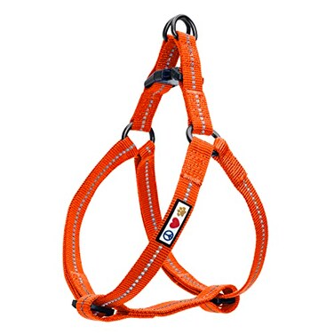 Pawtitas Recycled Reflective Stepin Dog Harness Adjustable NoPull Vest for Puppies to Seniors Safe Comfortable M Orange