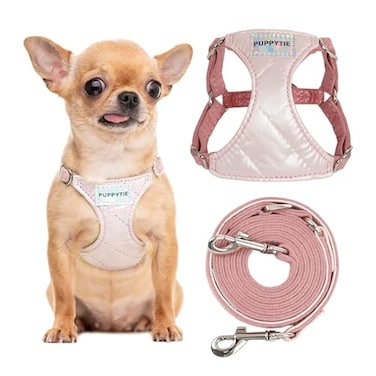Puppytie No Pull Dog Harness with Multifunction Dog LeashSoft Adjustable No Choke Escape Proof Pet Harness Vest for Medium DogsGlossy PinkM