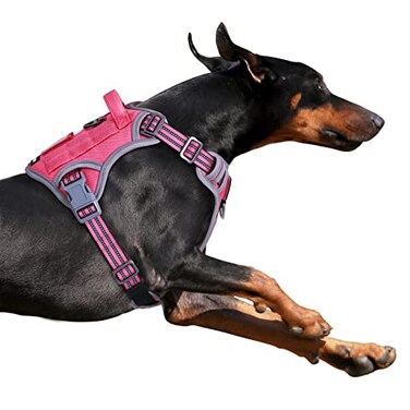 BUMBIN Tactical Dog Harness for Large Dogs No Pull Famous TIK Tok No Pull Puppy Harness Fit Smart Reflective Pet Walking Harness for Training Adjustable Dog Vest Harness with Handle Pink L