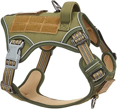 BUMBIN Tactical Dog Harness for Small Dogs No Pull Famous TIK Tok No Pull Puppy Harness Fit Smart Reflective Pet Walking Harness for Training Adjustable Dog Vest Harness with Handle Green XS