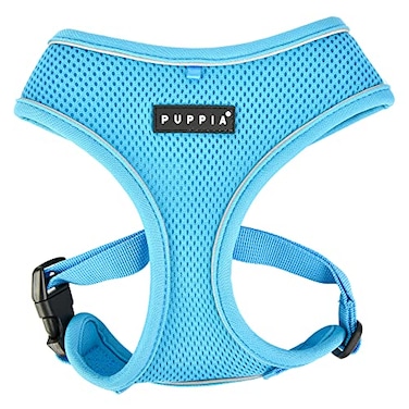 Puppia Soft Dog Harness Pro No Choke OverTheHead Reflective Straps Triple Layered Breathable Mesh Adjustable Chest Belt and QuickRelease Buckle Sky Blue Large