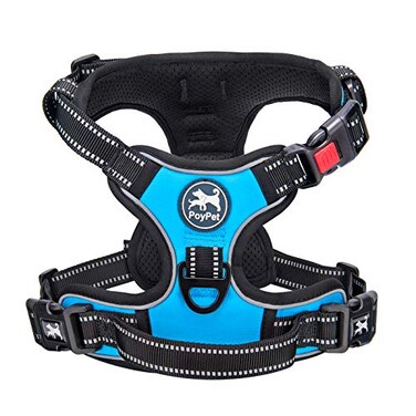 PoyPet No Pull Dog Harness No Choke Front Lead Dog Reflective Harness Adjustable Soft Padded Pet Vest with Easy Control Handle for Small to Large DogsBlueXS
