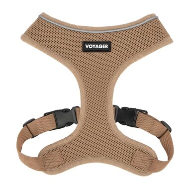 Best Pet Supplies Voyager Aerolite Over the Head Dog Harness No Pull Breathable Air Mesh Vest Quick Dry with Reflective Stitching Adjustable Escape Resistant Harness for Small Medium Large Dogs Beige
