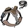 BUMBIN No Pull Dog Harness for Large Dogs Adjustable No Choke Pet Vest with Dog Leash Fit Smart Reflective Pet Walking Harness for Training Easy Control Soft Handle Brown L
