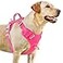 BARKBAY No Pull Dog Harness 3 Buckles Large Reflective Dog Harness with Front Clip and Easy Control Handle for Walking Training Running with ID tag PocketPinkXL