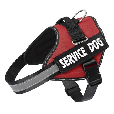 MUMUPET Service Dog Vest No Pull Reflective Adjustable Harness with Handle Soft Breathable Padding for Large Dogs 2 Removable Velcro Patches Red XXL