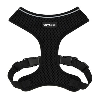 Best Pet Supplies Voyager Aerolite Over the Head Dog Harness No Pull Breathable Air Mesh Vest Quick Dry with Reflective Stitching Adjustable Escape Resistant Harness for Small Medium Large Dogs Black