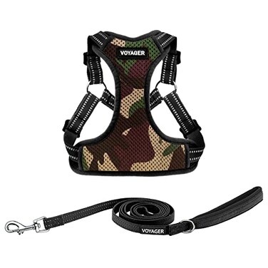 Best Pet Supplies Voyager Adjustable Stepin Flex Breathable Mesh Dog Harness for Small Medium Large Dogs Leash Set Army Base S