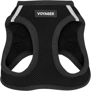 Best Pet Supplies All Weather Mesh Plush Reflective No Pull Harness for Small Medium Dogs Cats Secure with Hook Loop Fastener Buckle Double DRings BlackBlack Trim XL
