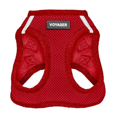 Best Pet Supplies Voyager Stepin Air Harness All Weather Mesh Reflective No Pull Harness for Dogs Cats Secure with Hook Loop Fastener Buckle Double DRings Red XXXS