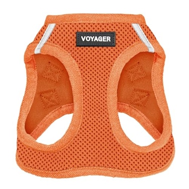 Best Pet Supplies Voyager Stepin Air Harness All Weather Mesh Reflective No Pull Harness for Dogs Cats Secure with Hook Loop Fastener Buckle Double DRings Orange M