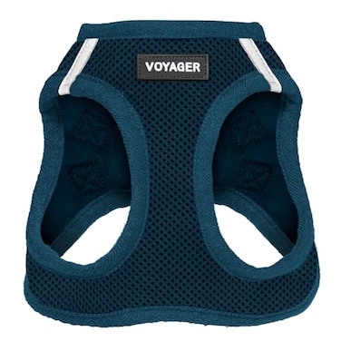 Best Pet Supplies Voyager Stepin Air Harness All Weather Mesh Reflective No Pull Harness for Dogs Cats Secure with Hook Loop Fastener Buckle Double DRings Blue S