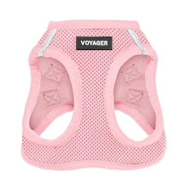 Best Pet Supplies Voyager Stepin Air Harness All Weather Mesh Reflective No Pull Harness for Dogs Cats Secure with Hook Loop Fastener Buckle Double DRings Pink S