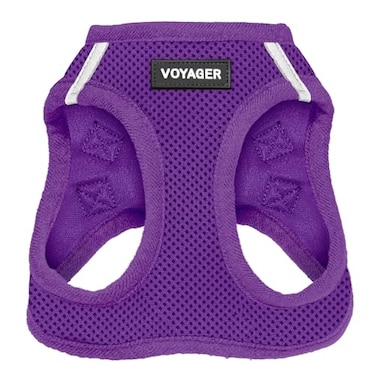 Best Pet Supplies Voyager Stepin Air Harness All Weather Mesh Reflective No Pull Harness for Dogs Cats Secure with Hook Loop Fastener Buckle Double DRings Purple M