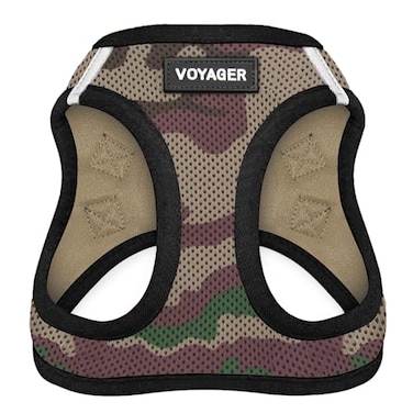 Best Pet Supplies Voyager Stepin Air Harness All Weather Mesh Reflective No Pull Harness for Dogs Cats Secure with Hook Loop Fastener Buckle Double DRings ArmyBlack Trim L