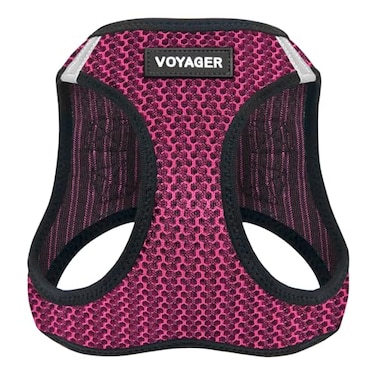Best Pet Supplies Voyager Stepin Air Harness All Weather Mesh Reflective No Pull Harness for Dogs Cats Secure with Hook Loop Fastener Buckle Double DRings Fuchsia 2Tone S