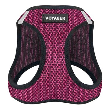 Best Pet Supplies Voyager Stepin Air Harness All Weather Mesh Reflective No Pull Harness for Dogs Cats Secure with Hook Loop Fastener Buckle Double DRings Fuchsia 2Tone M