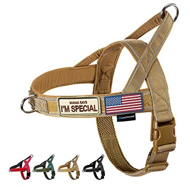 Annchwool No Pull Dog Harness with Soft Padded HandleReflective Strip Escape Proof and Quick Fit to Adjust Dog HarnessEasy for Training Walking for Small Medium and Large DogsBrownM