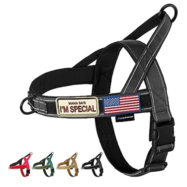 Annchwool No Pull Dog Harness with Soft Padded HandleReflective Strip Escape Proof and Quick Fit to Adjust Dog HarnessEasy for Training Walking for Small Medium and Large DogBlackL