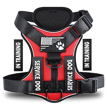 Demigreat Service Dog Harness Reflective Dog Vest Harness with 5 PCS Patches Adjustable Soft Oxford Pet Harness Inner Layer Mesh Easy to Control for Dogs