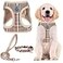 PUPTECK Adjustable Dog Harness Collar and Leash Set Step in No Pull Pet Harness for Small Medium Dogs Puppy and Cats Outdoor Walking Running Soft Mesh Padded Reflective Vest Harnesses Khaki S