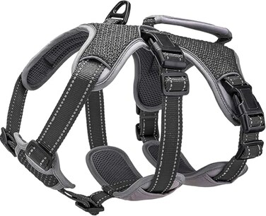 BELPRO MultiUse Support Dog Harness Escape Proof No Pull Reflective Adjustable Vest with Durable Handle Dog Walking Harness for BigActive Dogs Black S