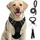 FURRYFECTION Plaid Dog Harness for Large Dogs Reflective No Pull Adjustable Pet Vest with Front Clip Leash Easy Control Handle and Seat Belt Black XL
